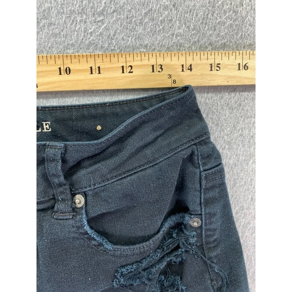 American Eagle Womens‎ Hi-Rise Festival Shorts Distressed Size 8 Black Denim